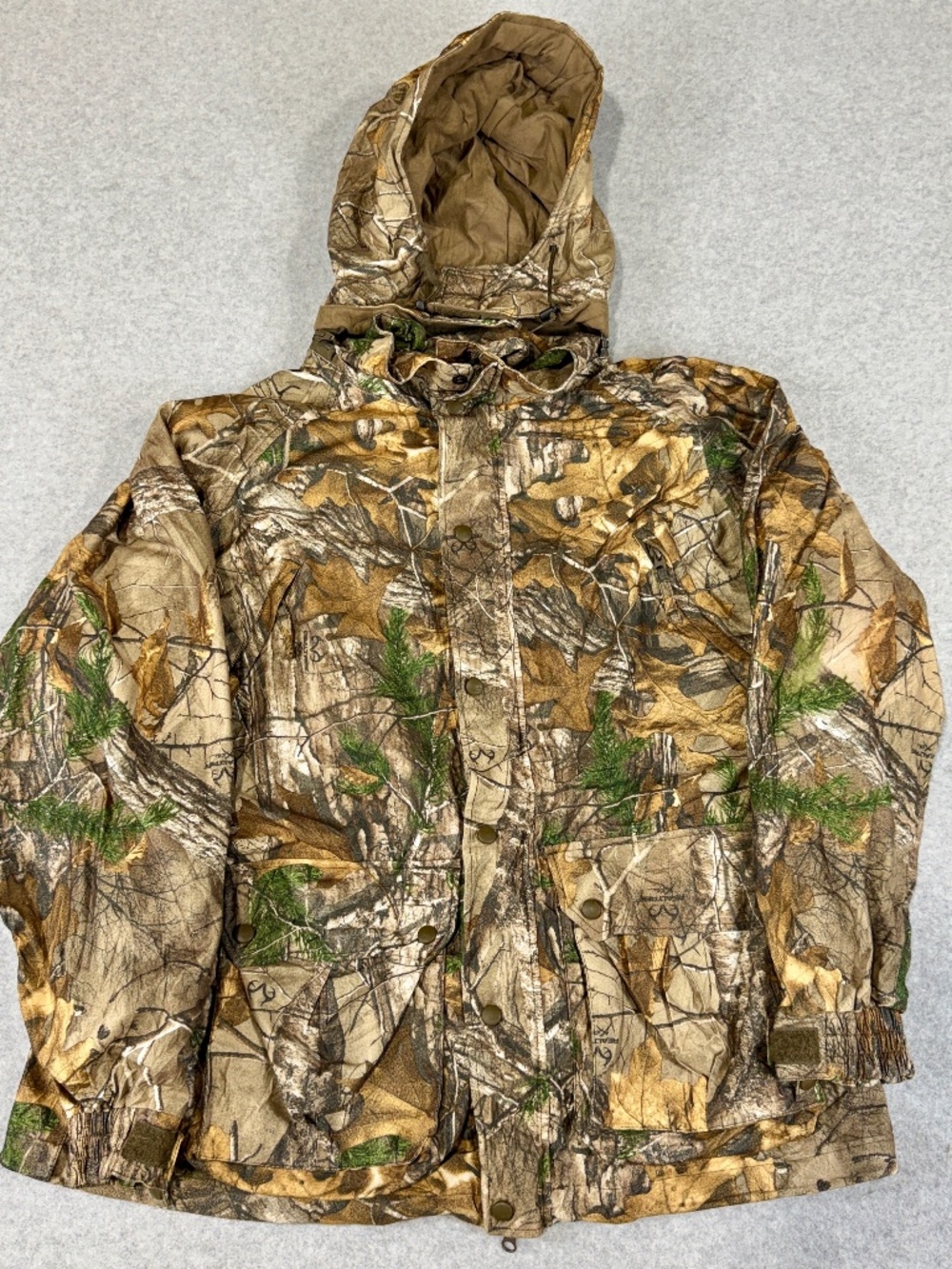 Cabelas Mens Large Hunting Parka Jacket Realtree Xtra Camo Detachable Hood Coat